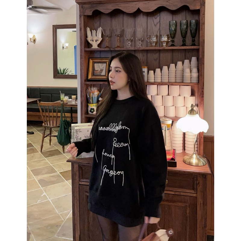 Áo len sweater thêu chữ
