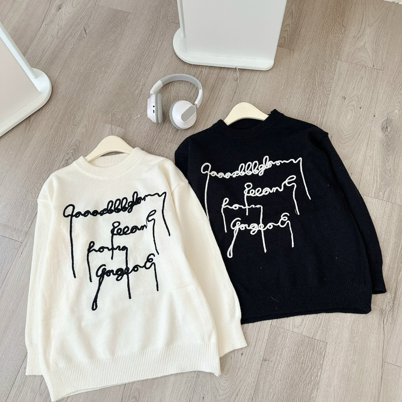 Áo len sweater thêu chữ