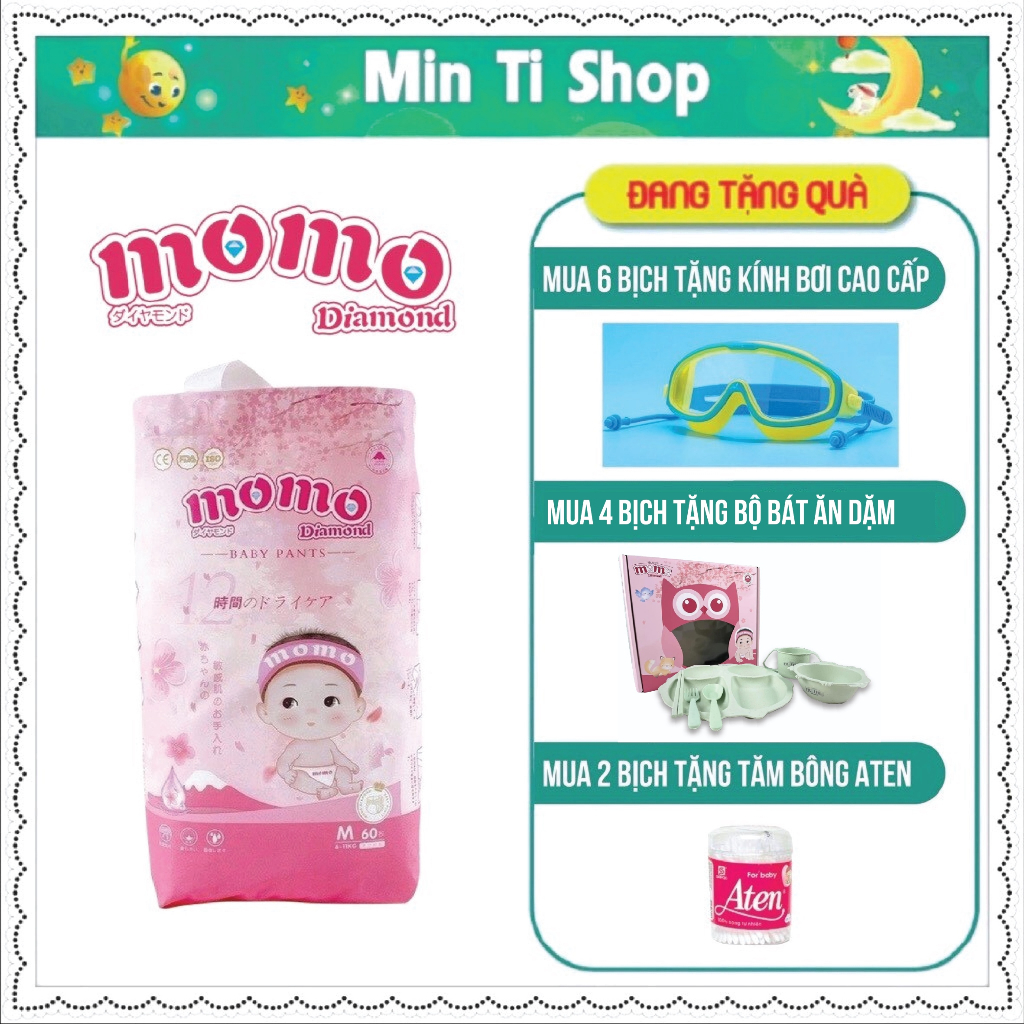 Mã SKAMSALE0623 giảm 20k Bỉm dán quần MOMO DIAMOND ORGANIC