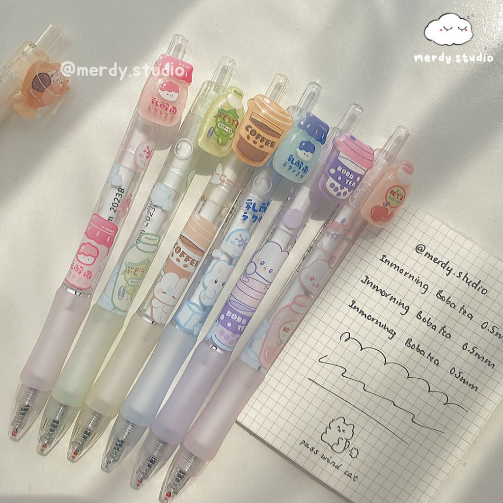 Bút gel Inmorning Boba Tea ngòi 0.5mm thanh cài đính charm
