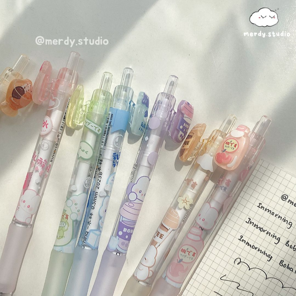 Bút gel Inmorning Boba Tea ngòi 0.5mm thanh cài đính charm