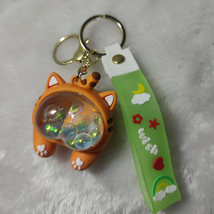 Móc khóa hình gấu dâu móc khóa lấp lánh nước móc chìa khóa ô tô xe máy móc balo cặp sách cute siêu đẹp dễ thương