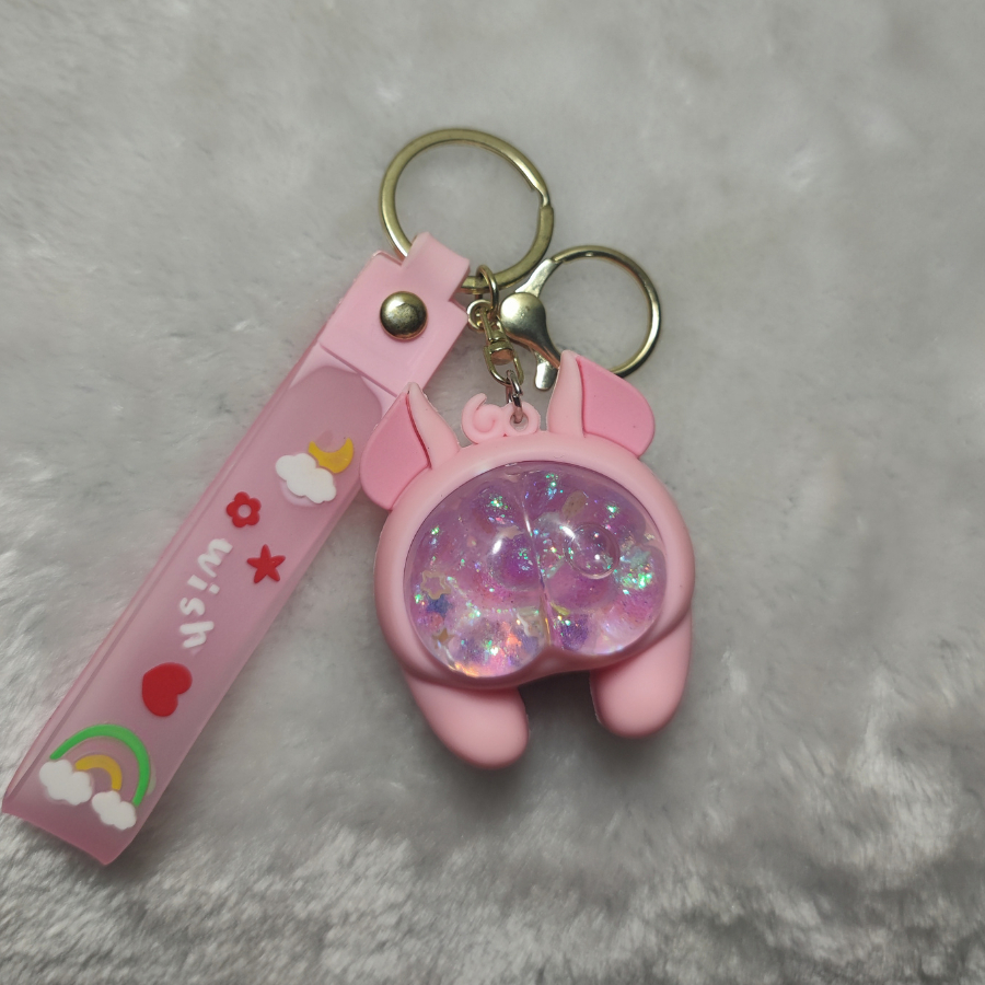 Móc khóa hình gấu dâu móc khóa lấp lánh nước móc chìa khóa ô tô xe máy móc balo cặp sách cute siêu đẹp dễ thương
