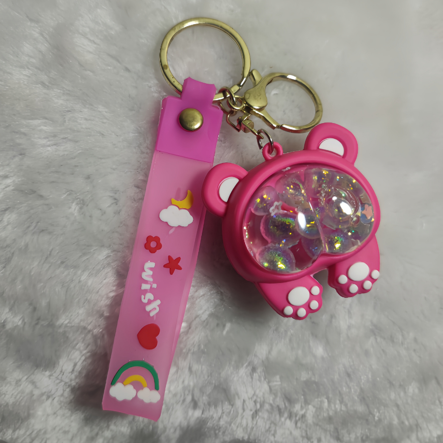 Móc khóa hình gấu dâu móc khóa lấp lánh nước móc chìa khóa ô tô xe máy móc balo cặp sách cute siêu đẹp dễ thương