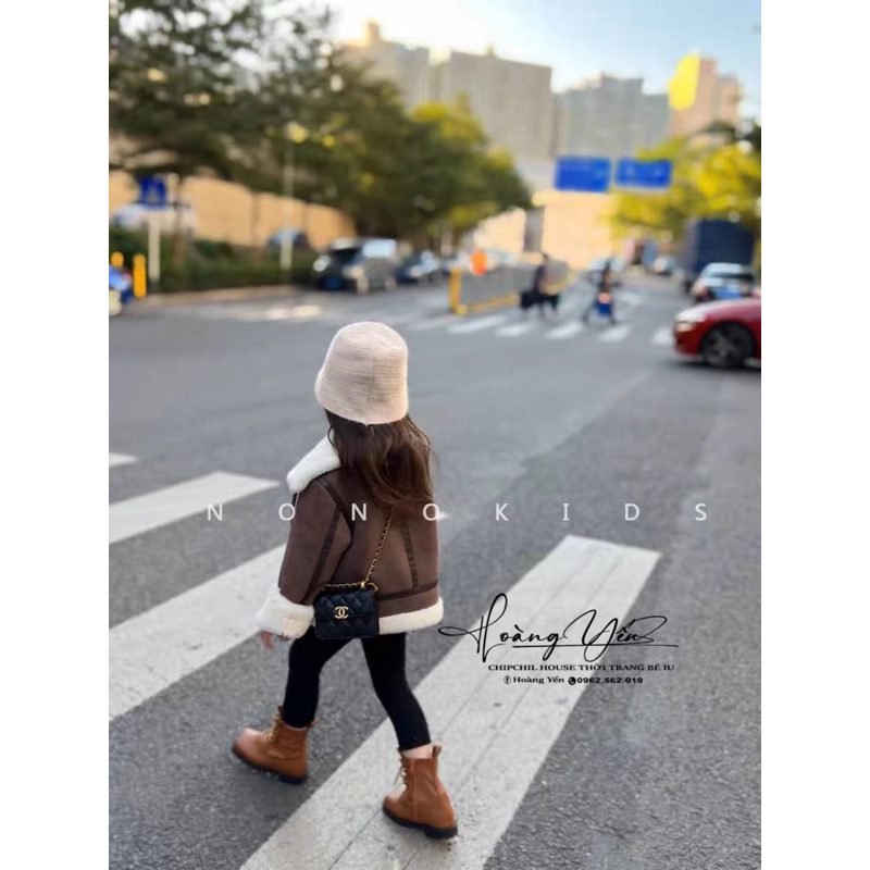 Khoác Nâu Da Lộn Nót Lông Thời Trang Bé Trai Bé Gái ChipChil