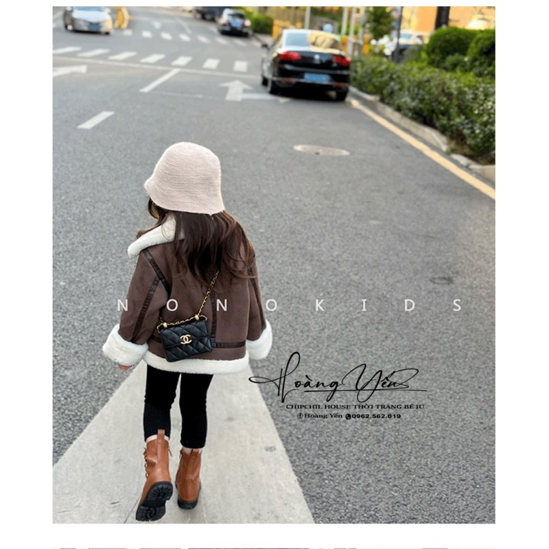 Khoác Nâu Da Lộn Nót Lông Thời Trang Bé Trai Bé Gái ChipChil