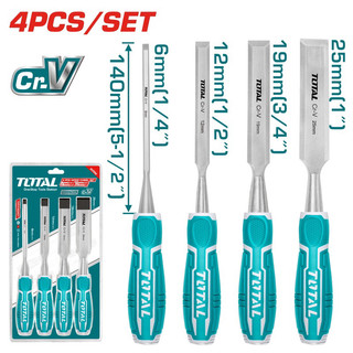 (KKT) Bộ 4 Đục Gỗ Total THT41K0401 thép Cr-V