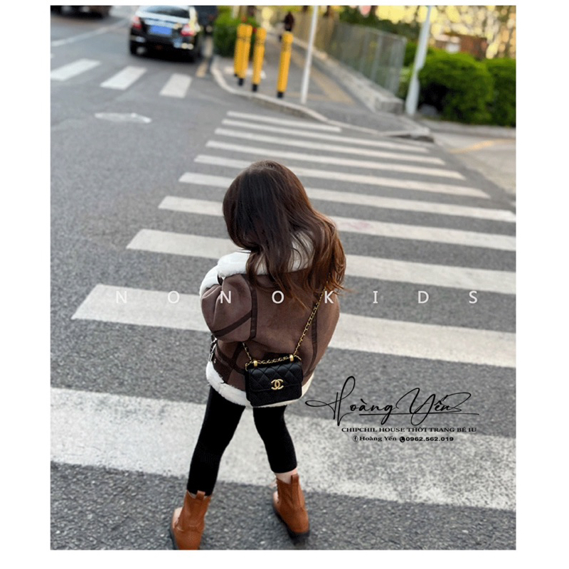 Khoác Nâu Da Lộn Nót Lông Thời Trang Bé Trai Bé Gái ChipChil