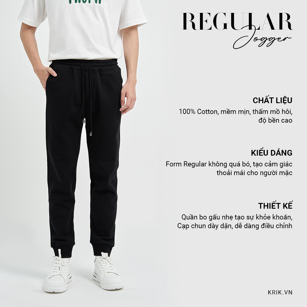 Quần Jogger Nỉ Phom Regular Thoải Mái Năng Động Local Brand KRIK JG0500