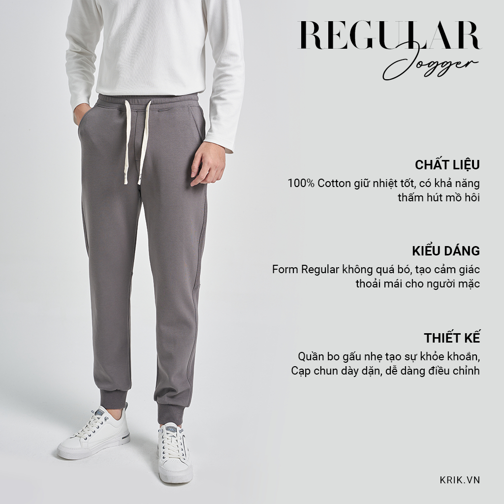 Quần Jogger Nỉ Cotton Co Giãn Phom Regular Local Brand KRIK JG0362