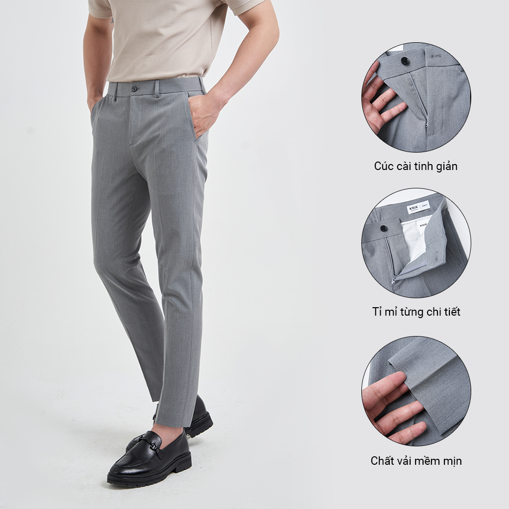 Quần Âu Nam Local Brand KRIK Form Slimfit Chất Liệu Poly Cao Cấp Không Bai Xù QA7009