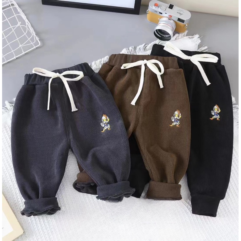 Quần dài bé trai, quần nhung QC lót nỉ xịn xò 3 màu cho bé