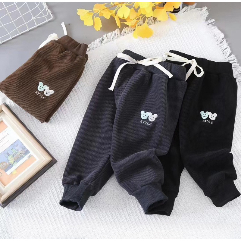 Quần dài bé trai, quần nhung QC lót nỉ xịn xò 3 màu cho bé