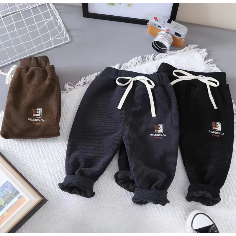 Quần dài bé trai, quần nhung QC lót nỉ xịn xò 3 màu cho bé