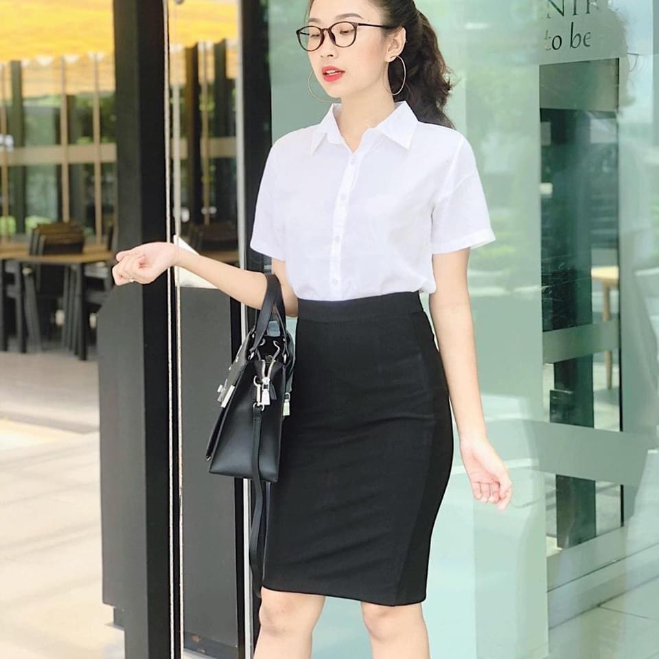 Aó sơ mi nữ màu trắng chất đẹp hàng công sở thích hợp mặc đi chơi và đi làm