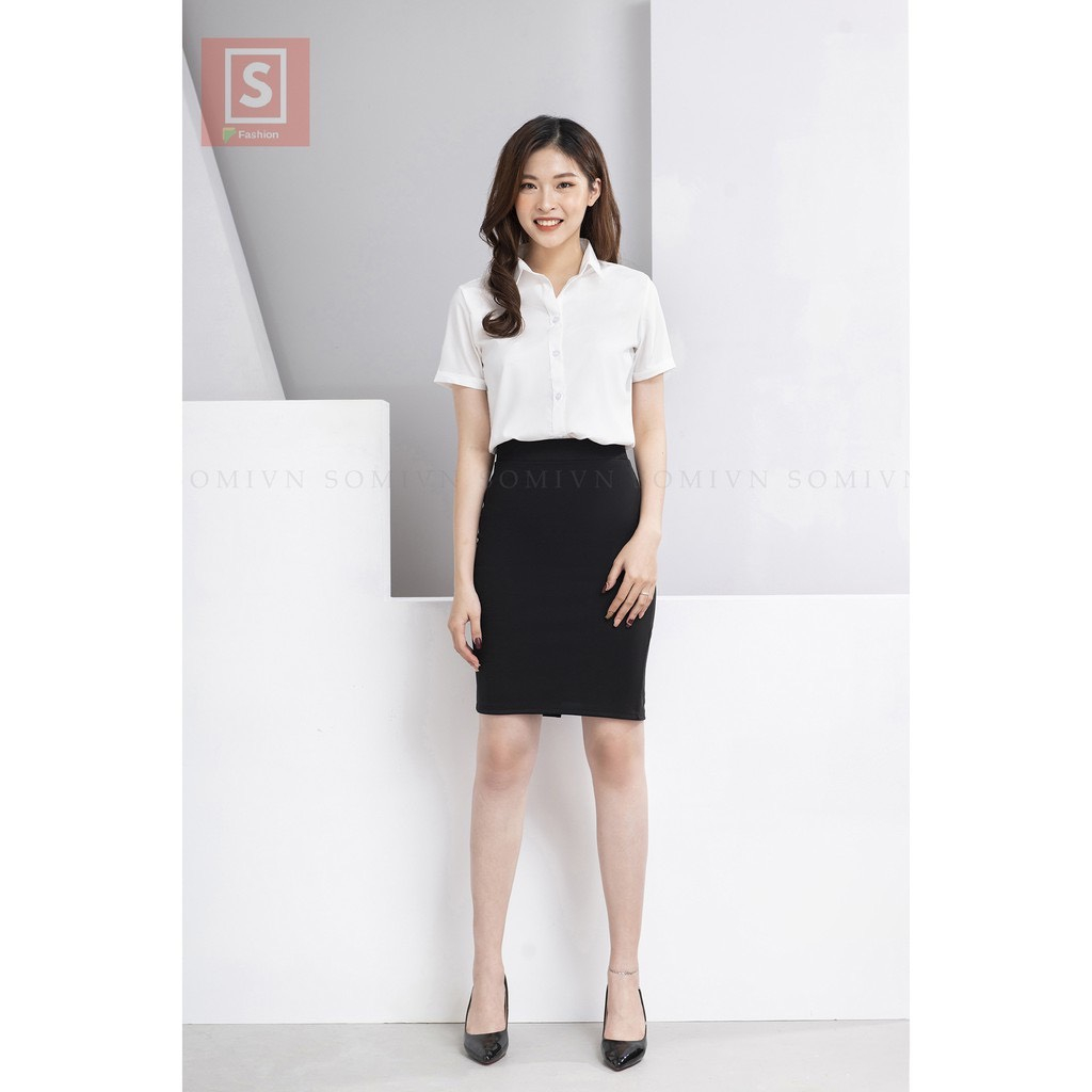 Aó sơ mi nữ màu trắng chất đẹp hàng công sở thích hợp mặc đi chơi và đi làm