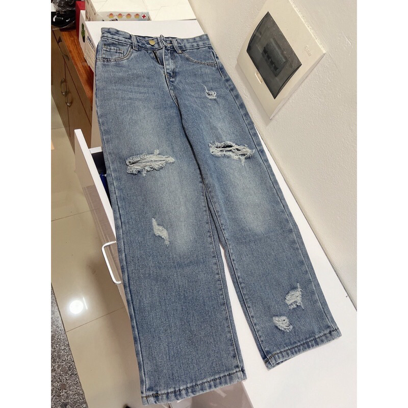 Quần jeasn suông denim rách mẫu mới #5021