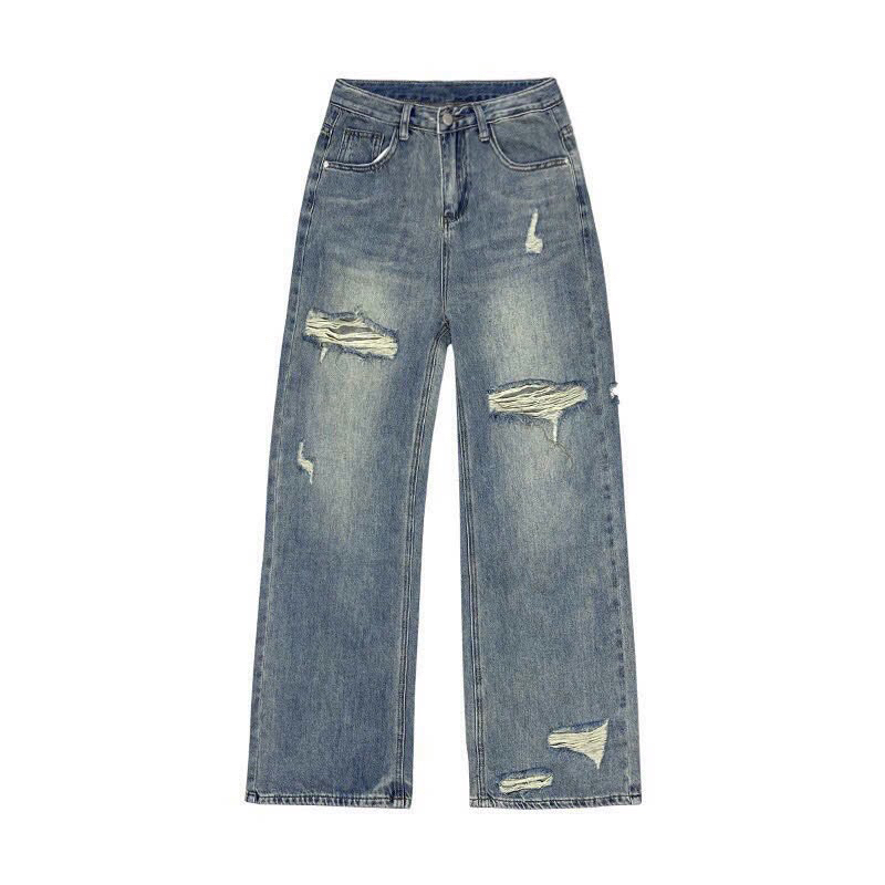 Quần jeasn suông denim rách mẫu mới #5021