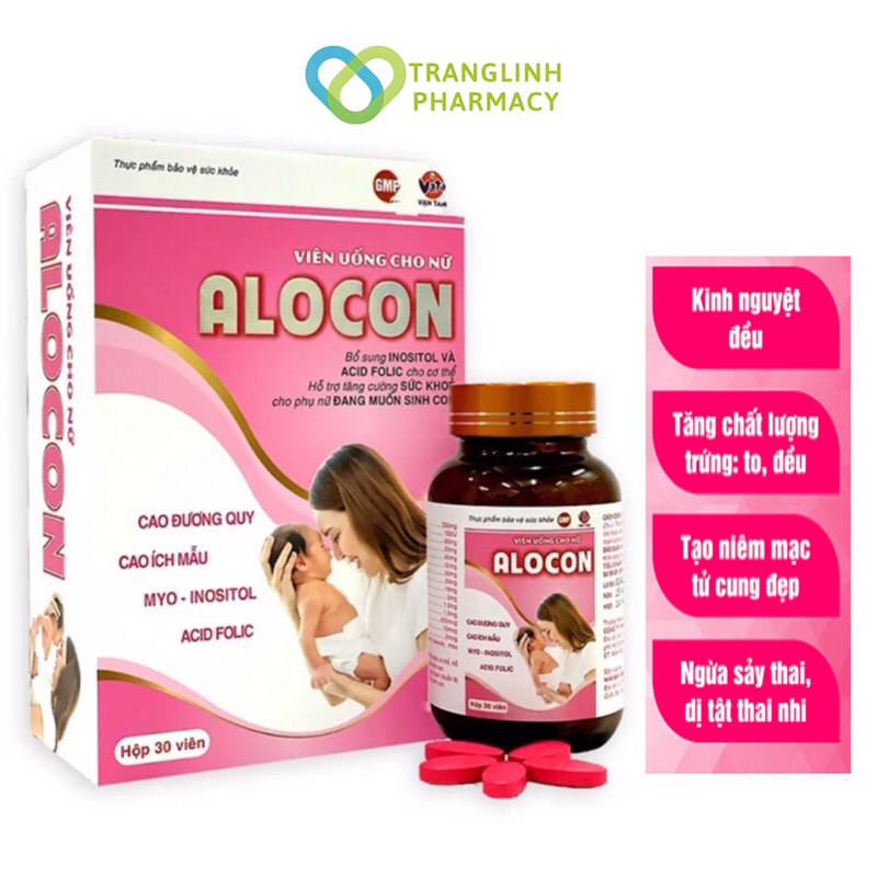 Viên Uống Tăng Khả Năng Thụ Thai Alocon Nữ Vạn Tam Giúp Tăng Cường Sinh Lý Điều Hòa Kinh Nguyệt Khỏe Buồng Trứng