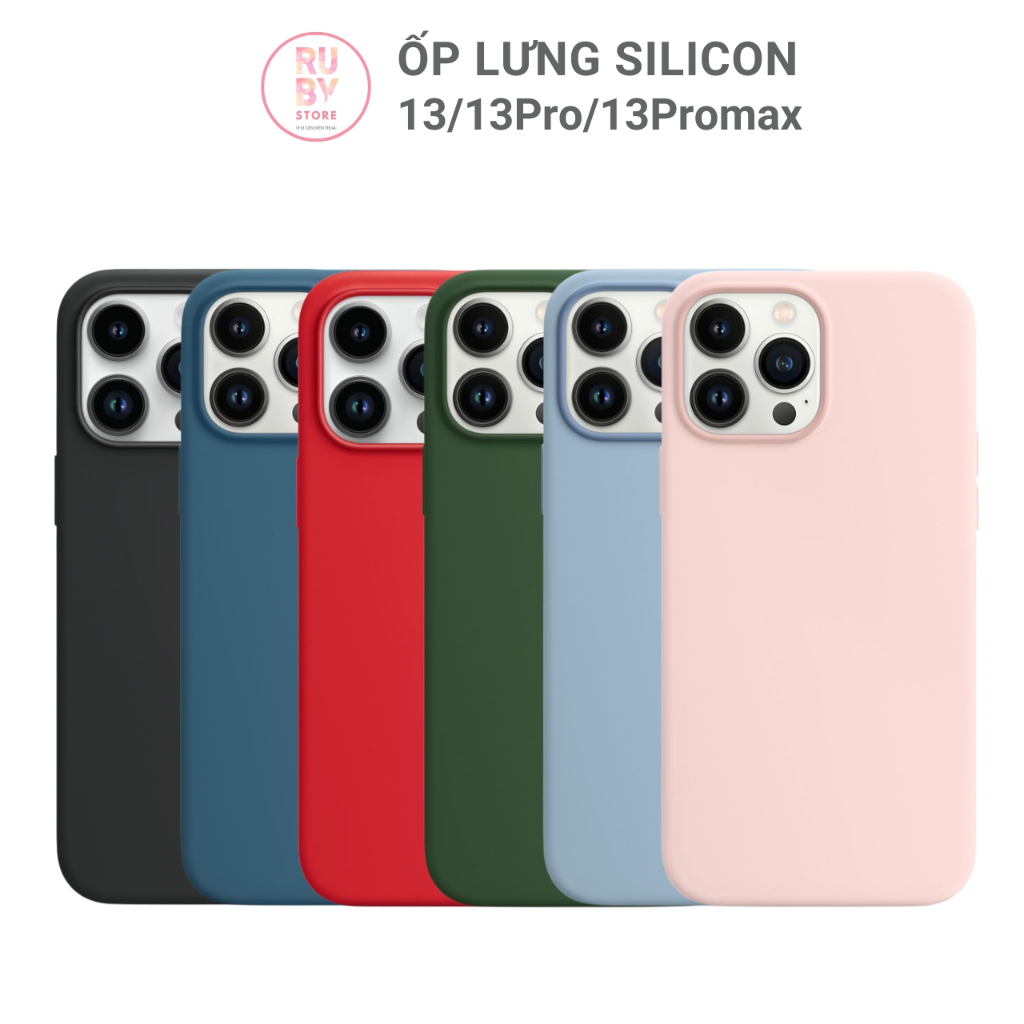 Bao Silicon 13 / 13 Pro / 13 Pro Max có hiệu ứng ANIMATION có LOGO hỗ trợ sạc không dây và ví - Ruby Store