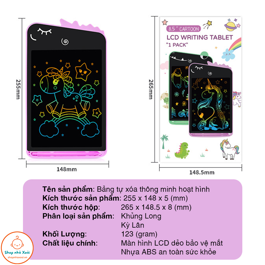 Bảng tự xoá thông minh cho bé, Bảng viết điện tử 12inch, 10inch, 8.5inch Màn hình đa sắc, Bảng vẽ điện tử Shop Nhà Xoài