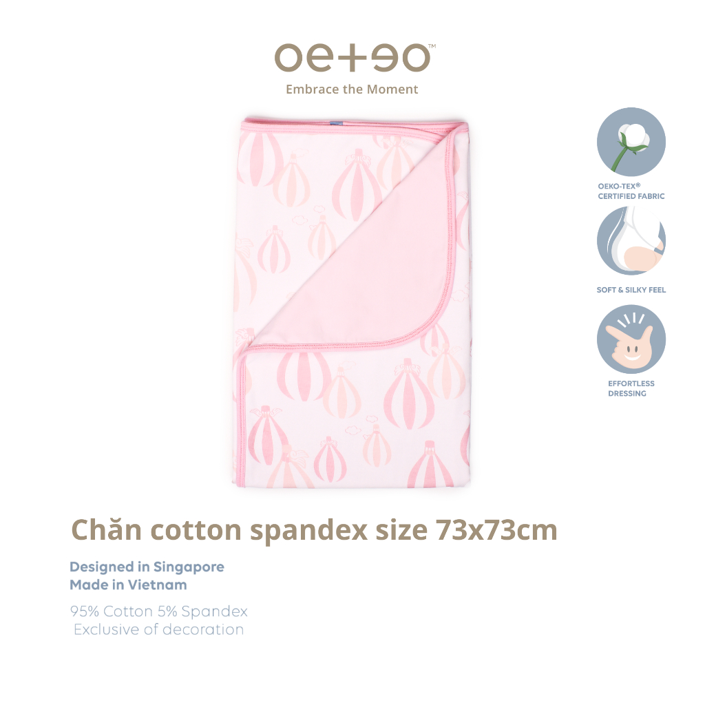 Chăn sơ sinh OETEO bé trai bé gái 0 - 6 tháng vải 95% cotton - 5% spandex kích cỡ 70x70cm - Love From Above 1168