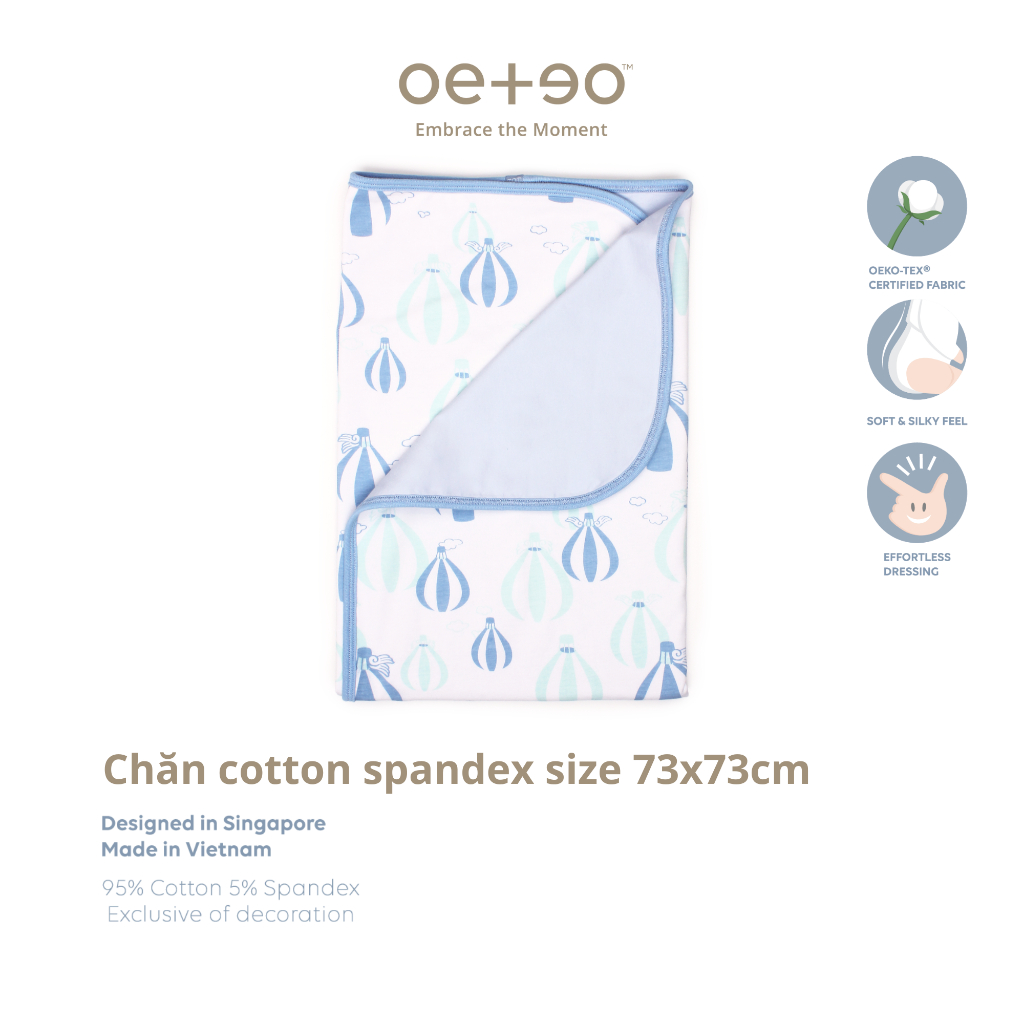 Chăn sơ sinh OETEO bé trai bé gái 0 - 6 tháng vải 95% cotton - 5% spandex kích cỡ 70x70cm - Love From Above 1168