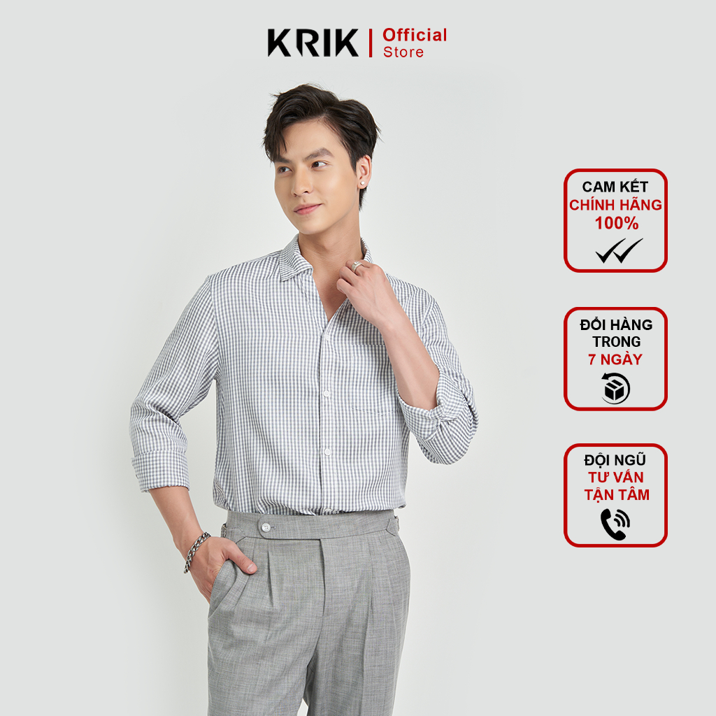 Áo Sơ Mi Dài Tay Nam Local Brand KRIK  Form Regular Cổ Đức Kẻ Sọc Trẻ Trung SD3027