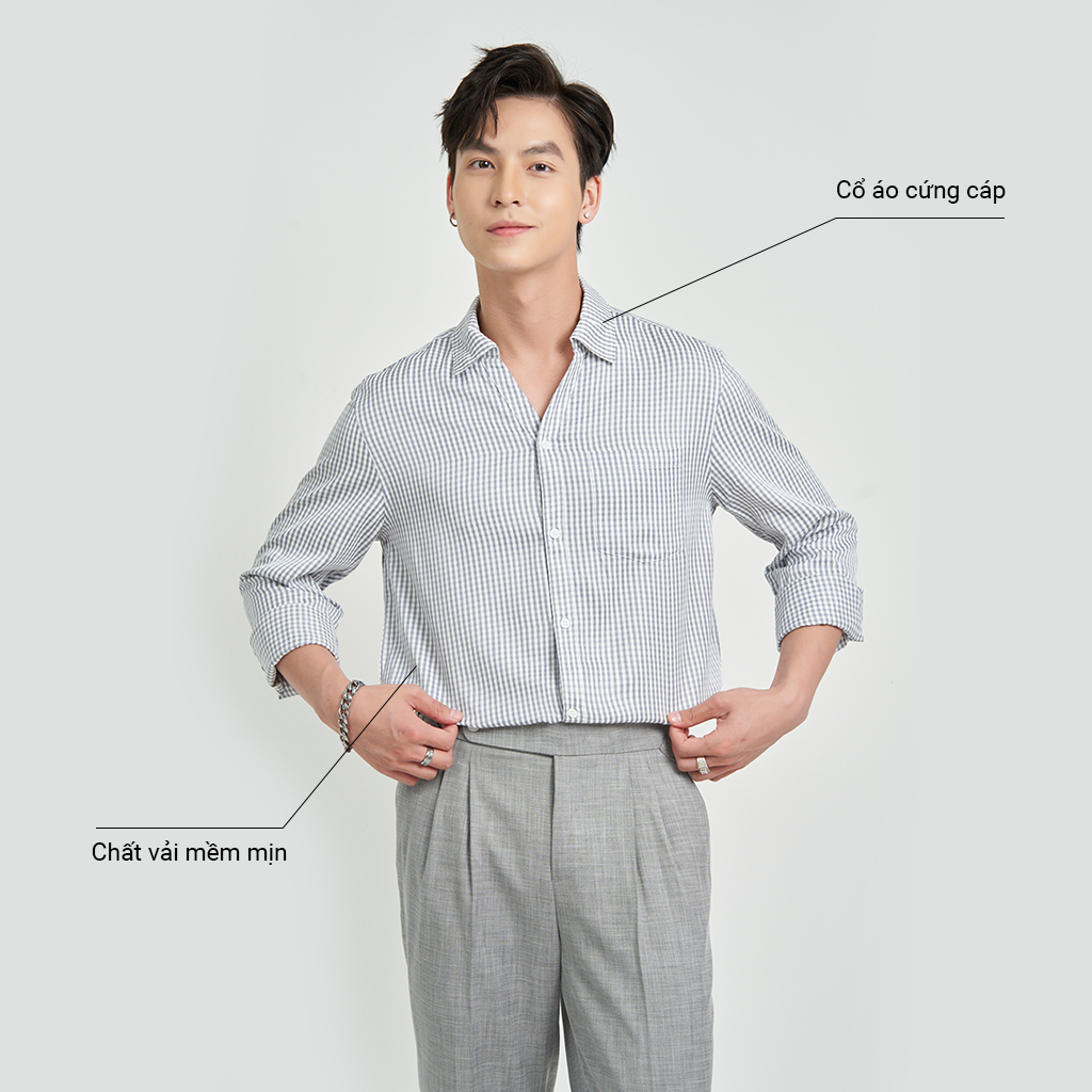 Áo Sơ Mi Dài Tay Nam Local Brand KRIK  Form Regular Cổ Đức Kẻ Sọc Trẻ Trung SD3027