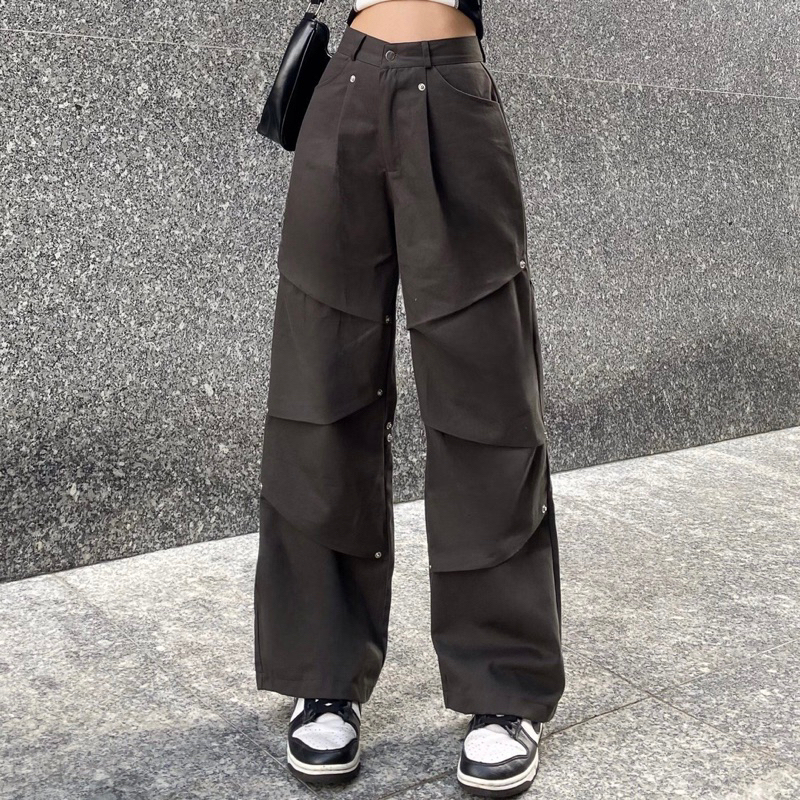 Quần kaki Cargo POGO màu ĐEN/ XÁM dài suông ống rộng form nam nữ unisex 🖤 Quần baggy kaki style Ulzzang 🖤