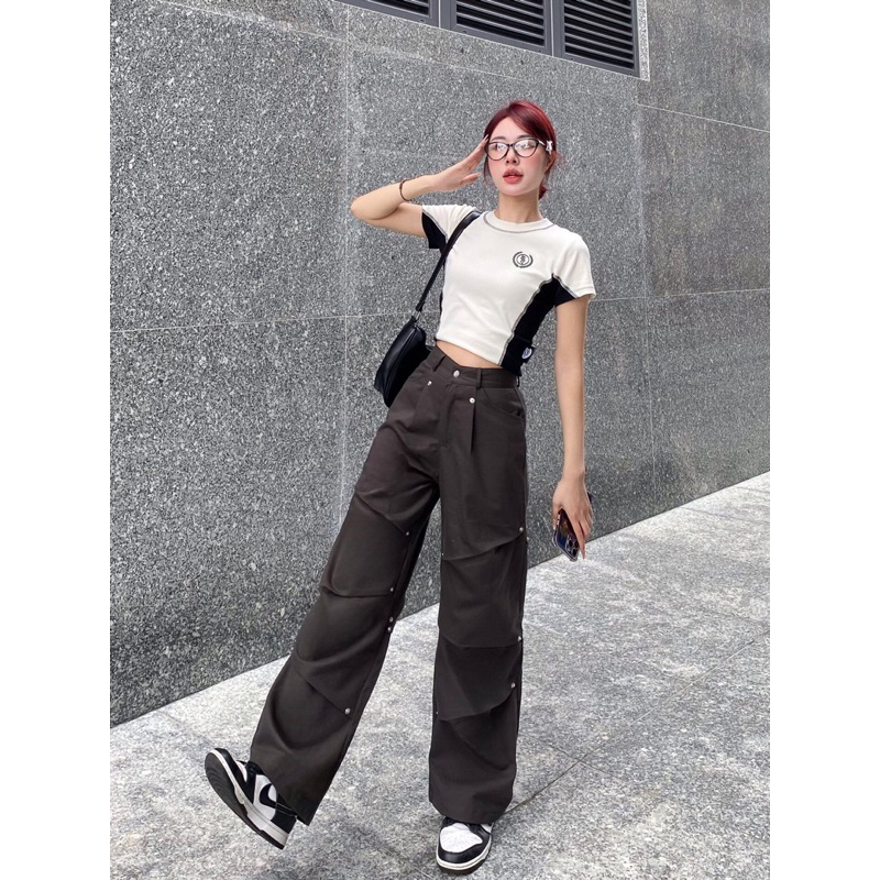 Quần kaki Cargo POGO màu ĐEN/ XÁM dài suông ống rộng form nam nữ unisex 🖤 Quần baggy kaki style Ulzzang 🖤