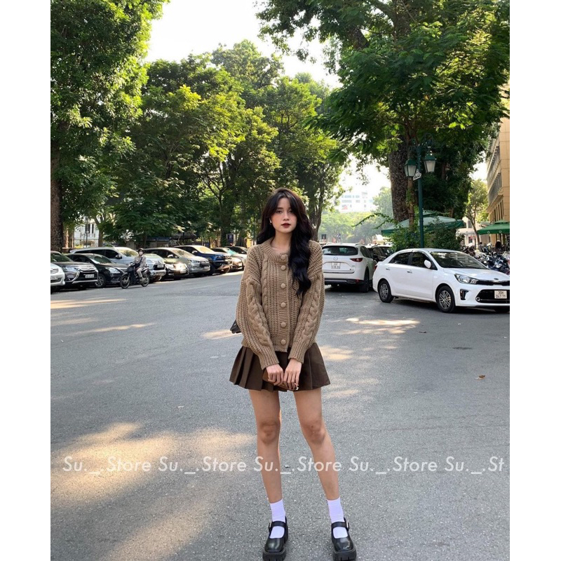 ÁO KHOÁC LEN CARDIGAN DÁNG LỬNG CÚC BỌC AKLCDL