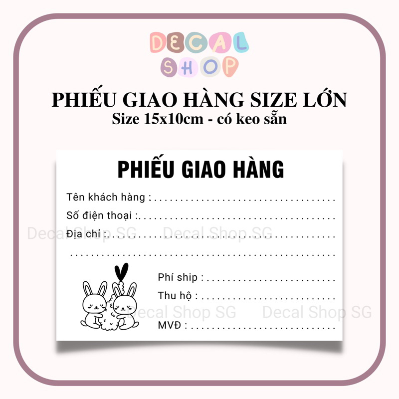 25-100 Phiếu Giao Hàng, Mã Vận Đơn - Có Keo Sẵn