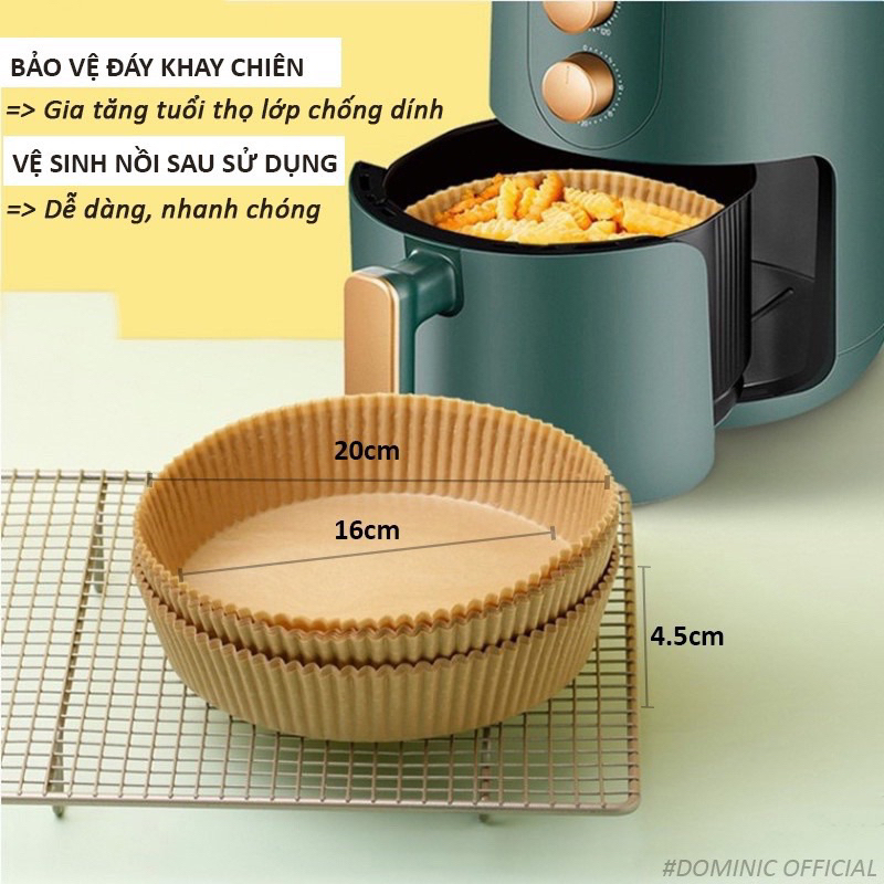 Set 50 Miếng Giấy Lót Nồi Chiên Hình Khuôn Bánh - Giảm Thiểu Tối Đa Dầu Mỡ Bám Vào Nồi Chiên