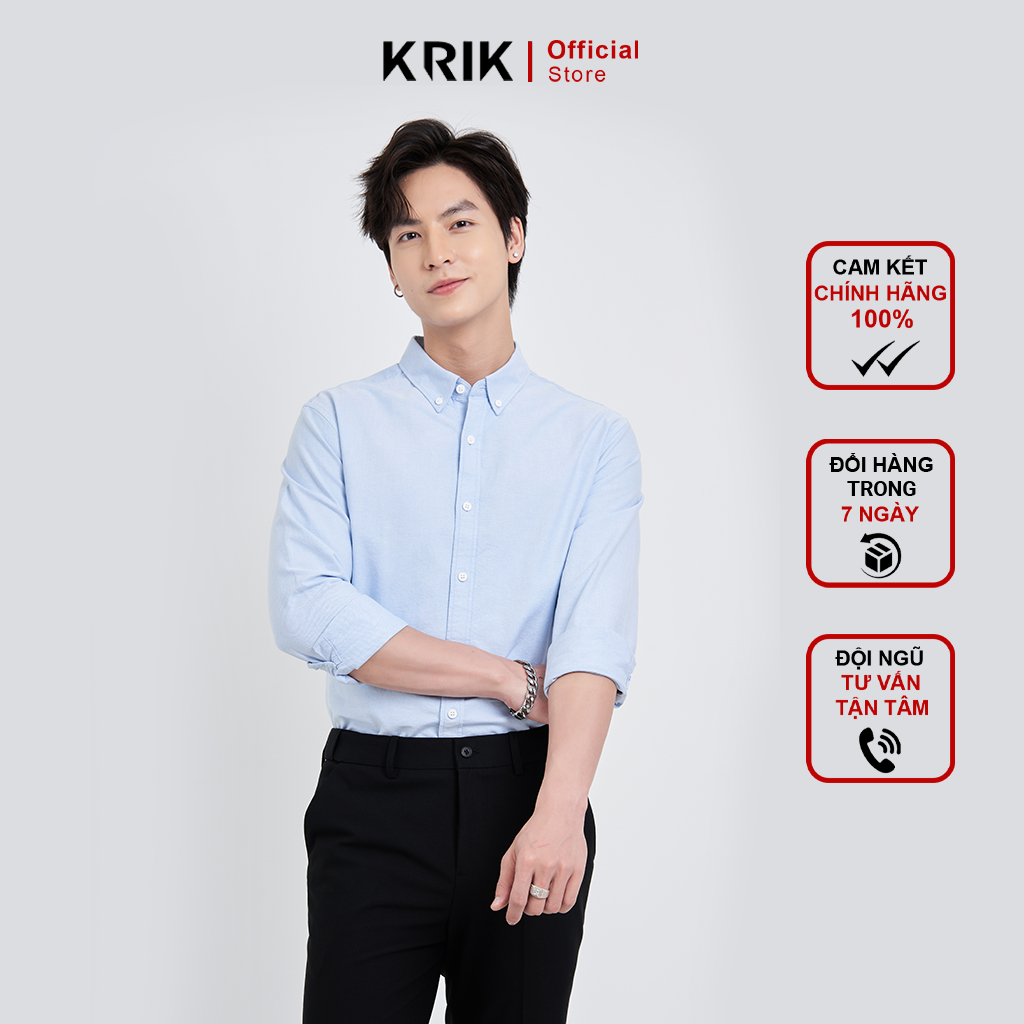 Áo Sơ Mi Dài Tay Nam Local Brand KRIK Chất Liệu Cotton Form Slimfit Lịch Lãm SD3047