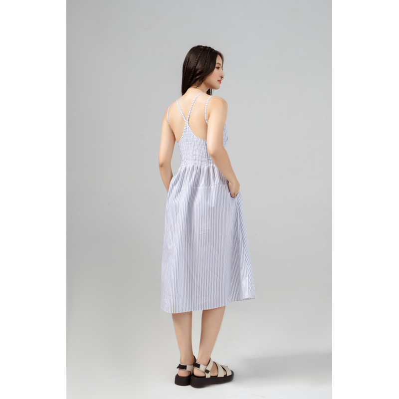 Đầm Midi Hai Dây Hoạ Tiết Sọc - Monstier Yutong Midi Dress