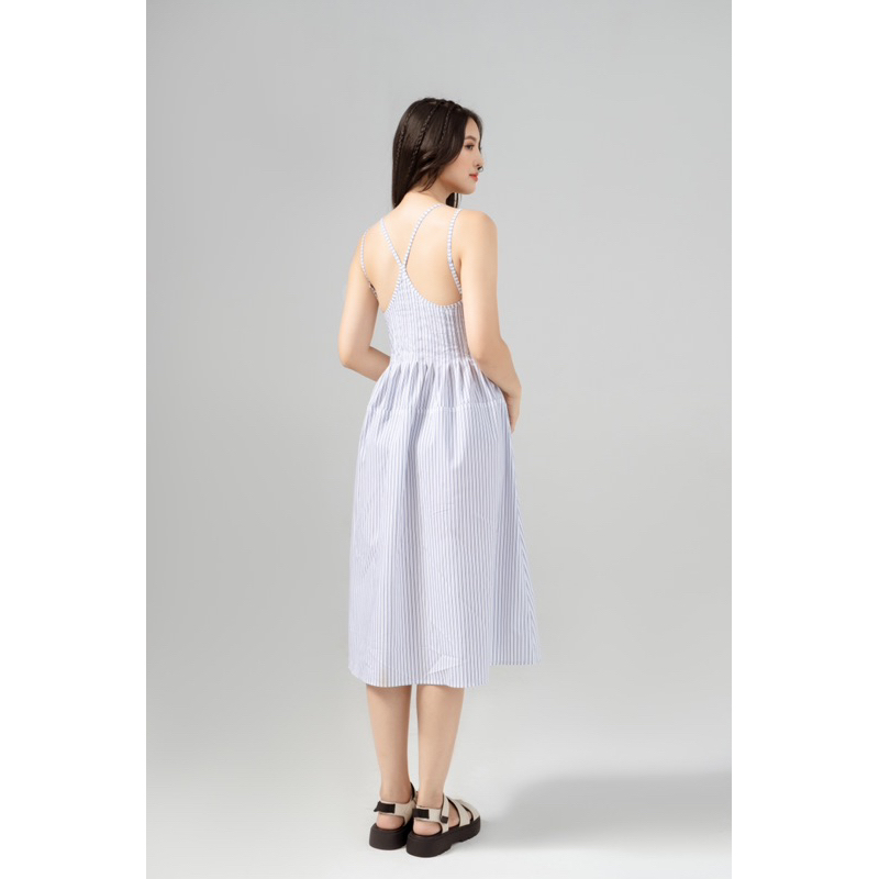 Đầm Midi Hai Dây Hoạ Tiết Sọc - Monstier Yutong Midi Dress