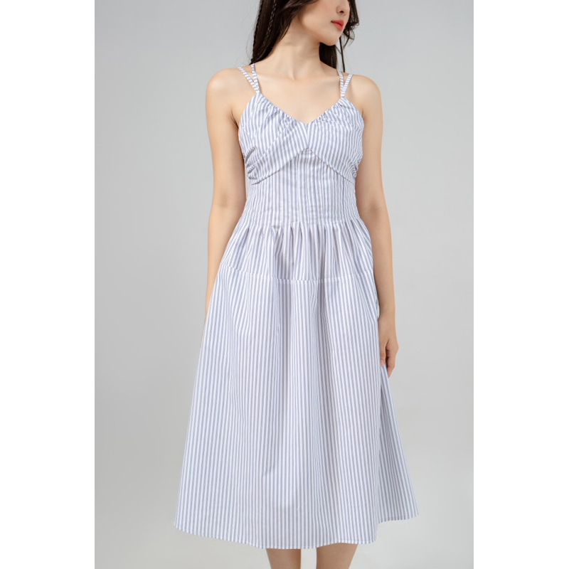 Đầm Midi Hai Dây Hoạ Tiết Sọc - Monstier Yutong Midi Dress