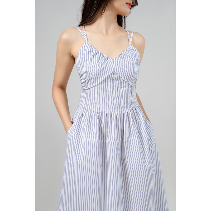 Đầm Midi Hai Dây Hoạ Tiết Sọc - Monstier Yutong Midi Dress