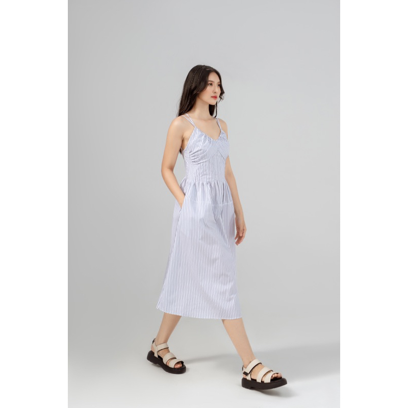 Đầm Midi Hai Dây Hoạ Tiết Sọc - Monstier Yutong Midi Dress