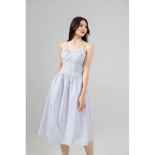 Đầm Midi Hai Dây Hoạ Tiết Sọc - Monstier Yutong Midi Dress
