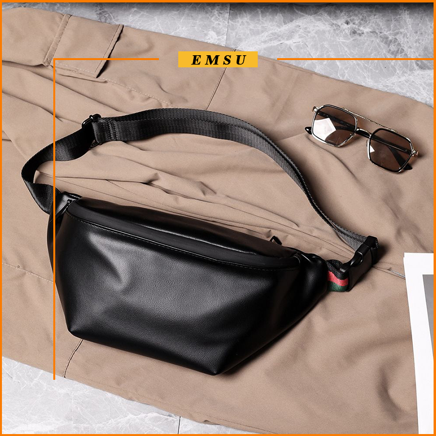 Túi đeo ngực nam cao cấp, Túi da đeo chéo nam nữ local brand kiểu dáng bao tử phong cách hiện đại