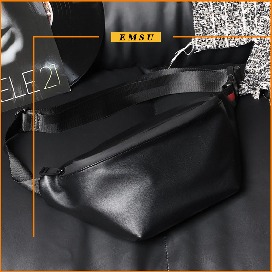 Túi đeo ngực nam cao cấp, Túi da đeo chéo nam nữ local brand kiểu dáng bao tử phong cách hiện đại