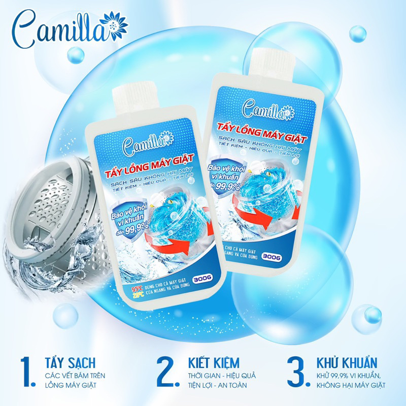 Combo 2 hộp tẩy lồng máy giặt cao cấp Camilla , giúp loại bỏ cặn bẩn nhanh chóng ,hiệu quả