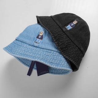 Mũ Bucket Jeans Wash Meowist Cao Cấp, Mũ Nón Bucket Logo Gấu Form Unisex
