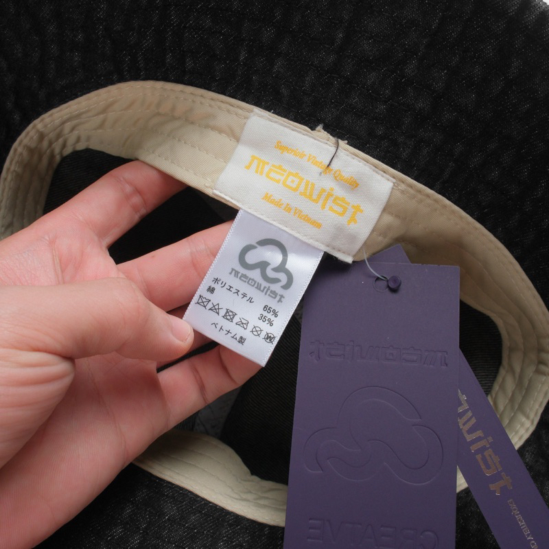 Mũ Bucket Jeans Wash Meowist Cao Cấp, Mũ Nón Bucket Logo Gấu Form Unisex