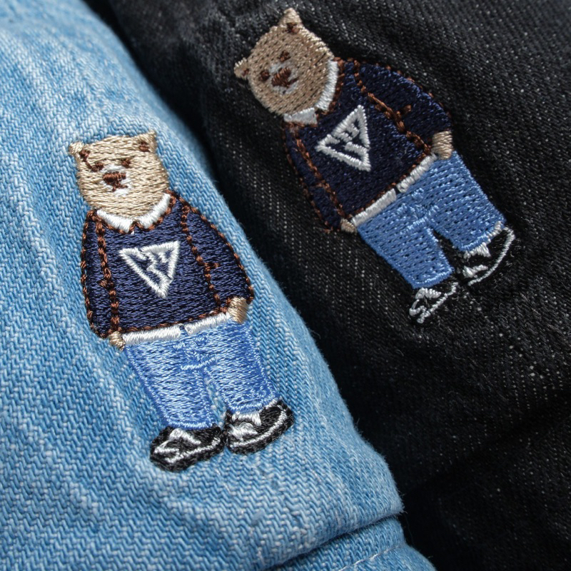 Mũ Bucket Jeans Wash Meowist Cao Cấp, Mũ Nón Bucket Logo Gấu Form Unisex