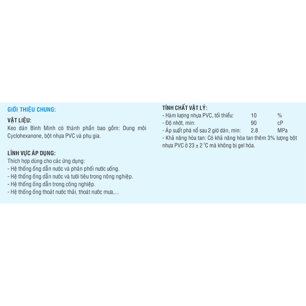 Keo dán ống Bình Minh dạng tuýp 25g, 50g, 100g
