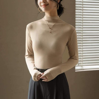 [ Shopee trợ giá]- Áo Giữ Nhiệt Cotton Lót Nỉ, Cổ Cao 3cm Nữ