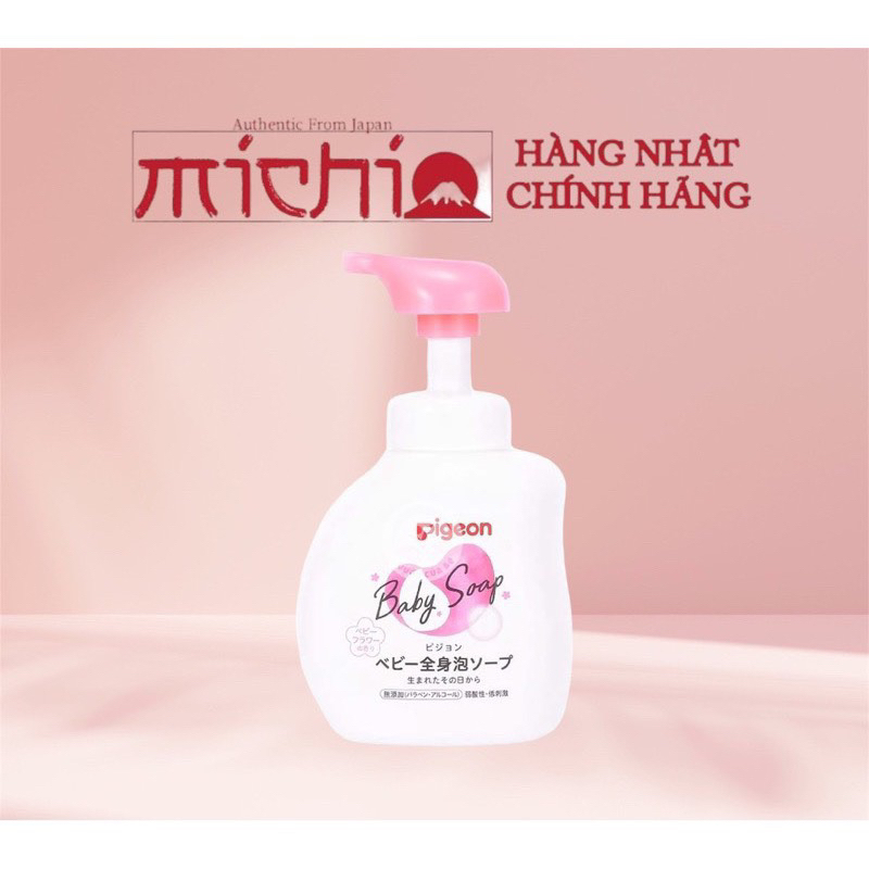 Sữa tắm gội sơ sinh Pigeon hương hoa chai 500ml Nhật Bản